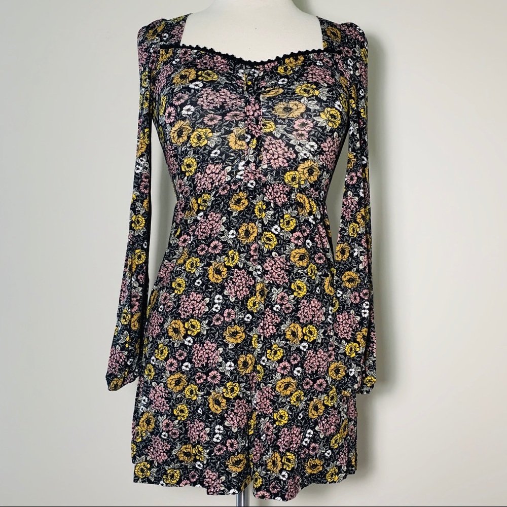 TopShop NWT Black Floral Dress / Tunic - Picture 1 of 8